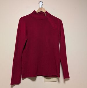 Luxe360 Red Mock Neck Sweater Zip Detail Women’s Large